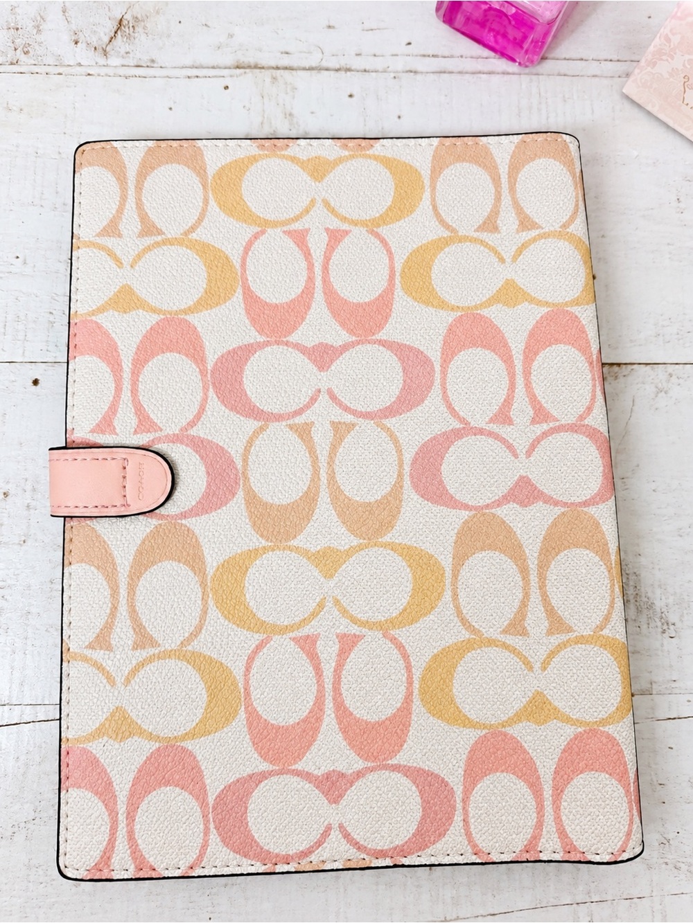 Coach Signature Pastel Pink Spiral Notebook Planner - Picture 3 of 5